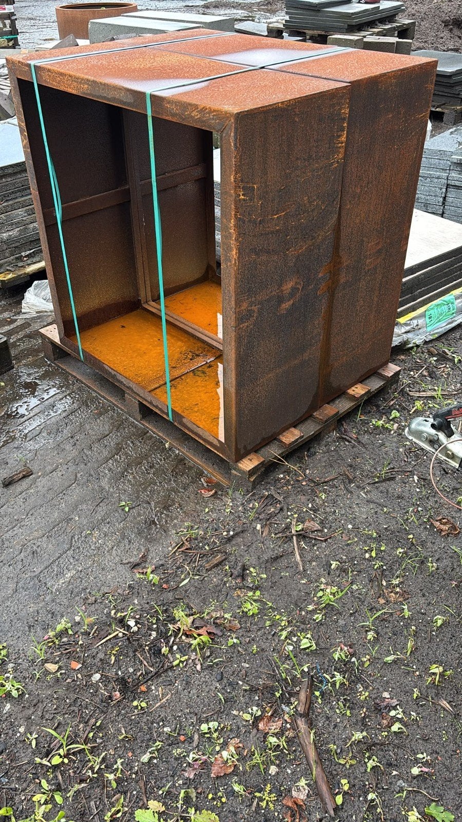 2x Nieuwe cortenstalen bloembak 100x100x40 zonder bodem, Tuin en Terras, Bloembakken en Plantenbakken, Ophalen, 100 cm of meer