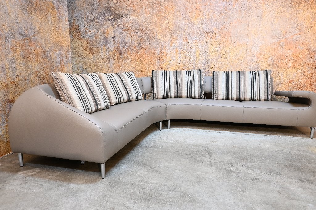 NIEUW beklede Leolux Vol de Reve hoekbank in leer + stof, 250 tot 300 cm, Leolux, Leolux, Hoekbank