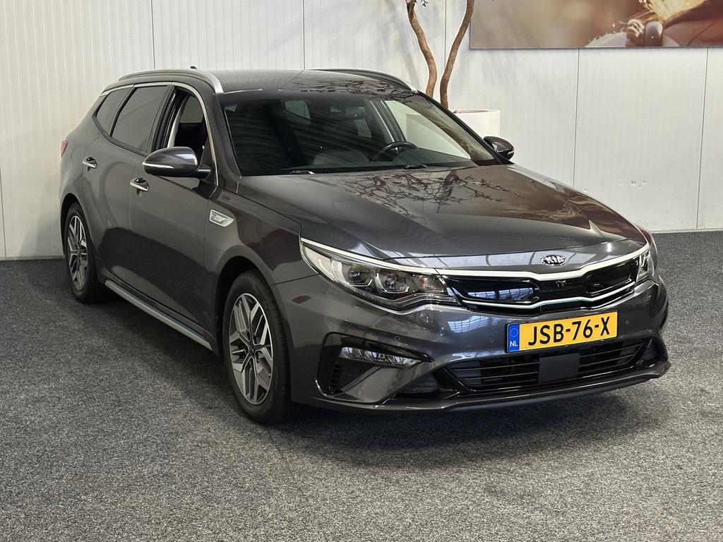 Kia Optima SPORTSWAGON 2.0 GDI PHEV AUTOMAAT NAVIGATIE TREKH, Gebruikt, Zwart, 4 cilinders, Leder en Stof