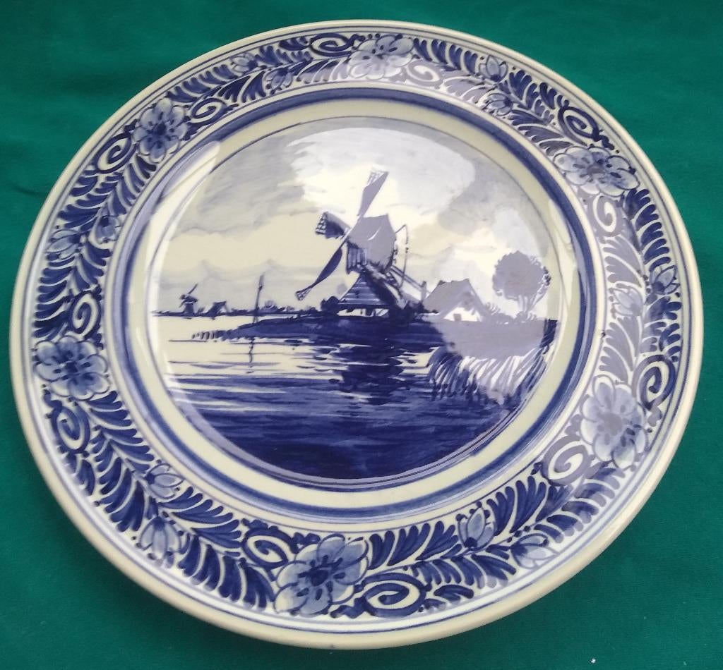 wit aardewerk met Delfts blauw polderlandschap met Wipmolen., Ophalen of Verzenden