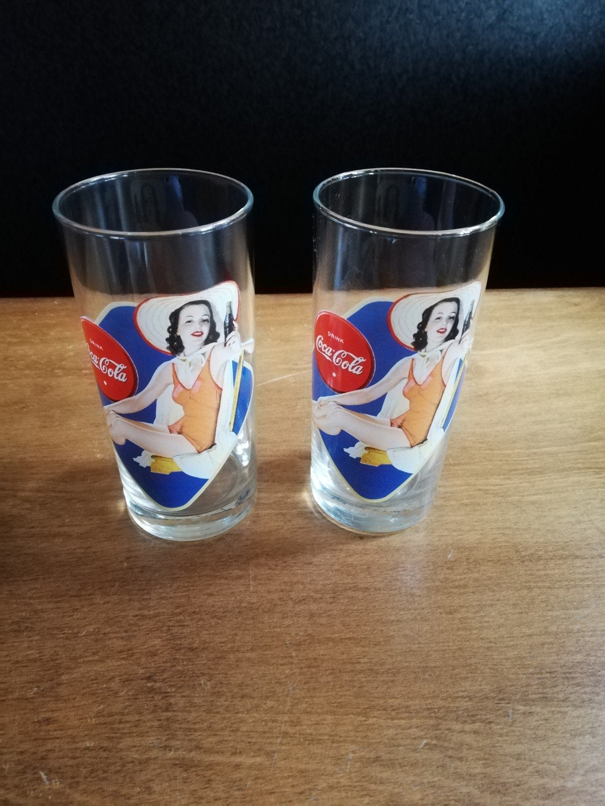 retro coca cola glas vrouw badpak 2st beschikbaar, Ophalen of Verzenden, Nieuw, Frisdrankglas