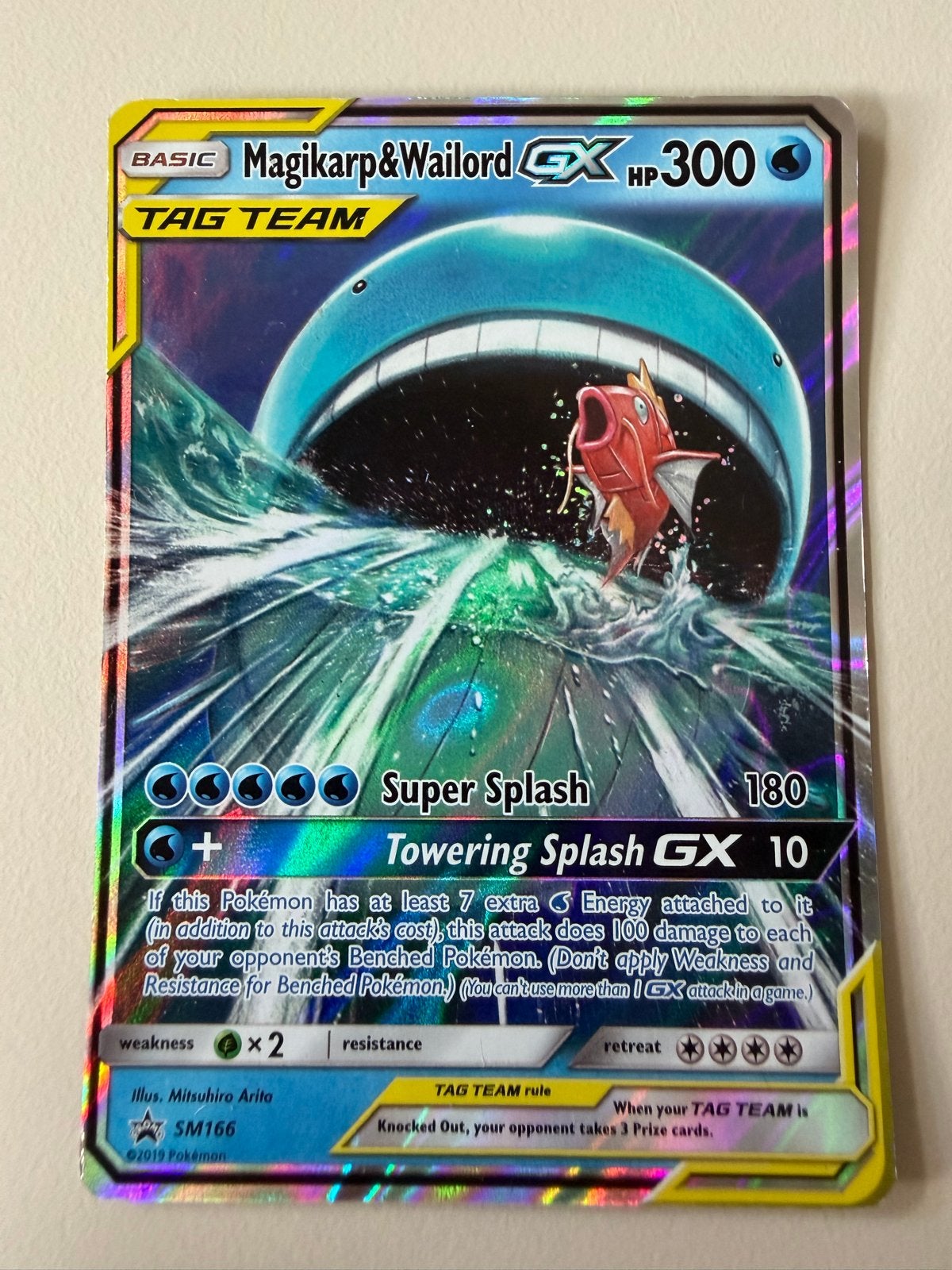 Magikarp & Wailord GX TAG TEAM Pokémon kaart SM166 Foil, Hobby en Vrije tijd, Verzamelkaartspellen | Pokémon, Ophalen, Gebruikt