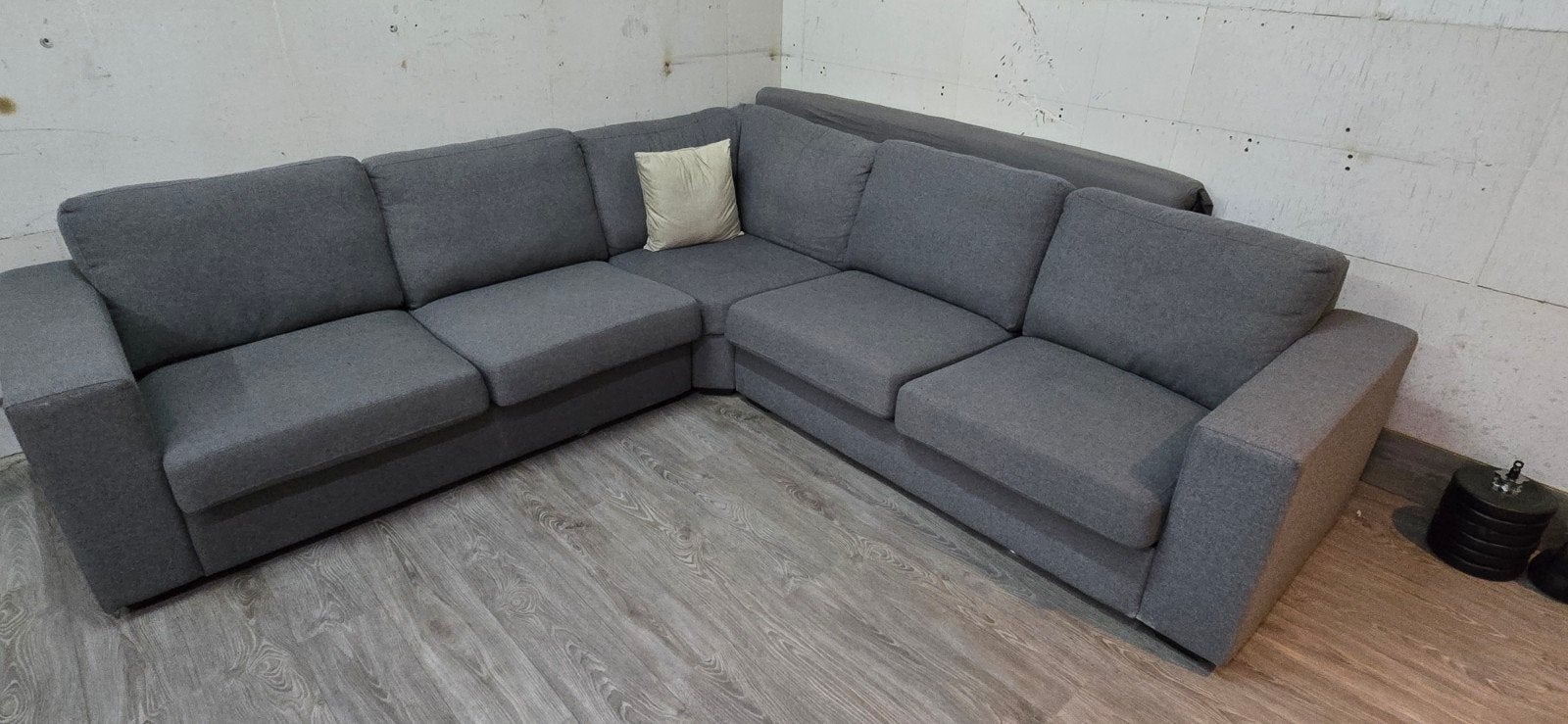 Grijze hoekbank 275x275, Huis en Inrichting, Ophalen, Gebruikt, Stof