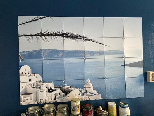 Unieke IXXI van Santorini (120 x 80) tegels 20x20, Huis en Inrichting, Woonaccessoires | Wanddecoraties, Ophalen, 80 cm, Zo goed als nieuw