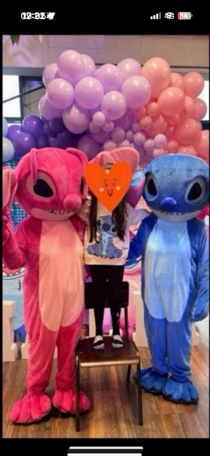 Mascotte Stitch&Angel Lillo te huur inclusief acteur, Ophalen of Verzenden, Zo goed als nieuw, Overige