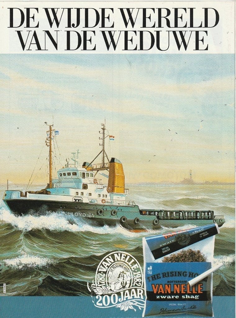 Retro reclame 1982 Van Nelle shag op schip Smit-Lloyd, Verzenden, Overige typen