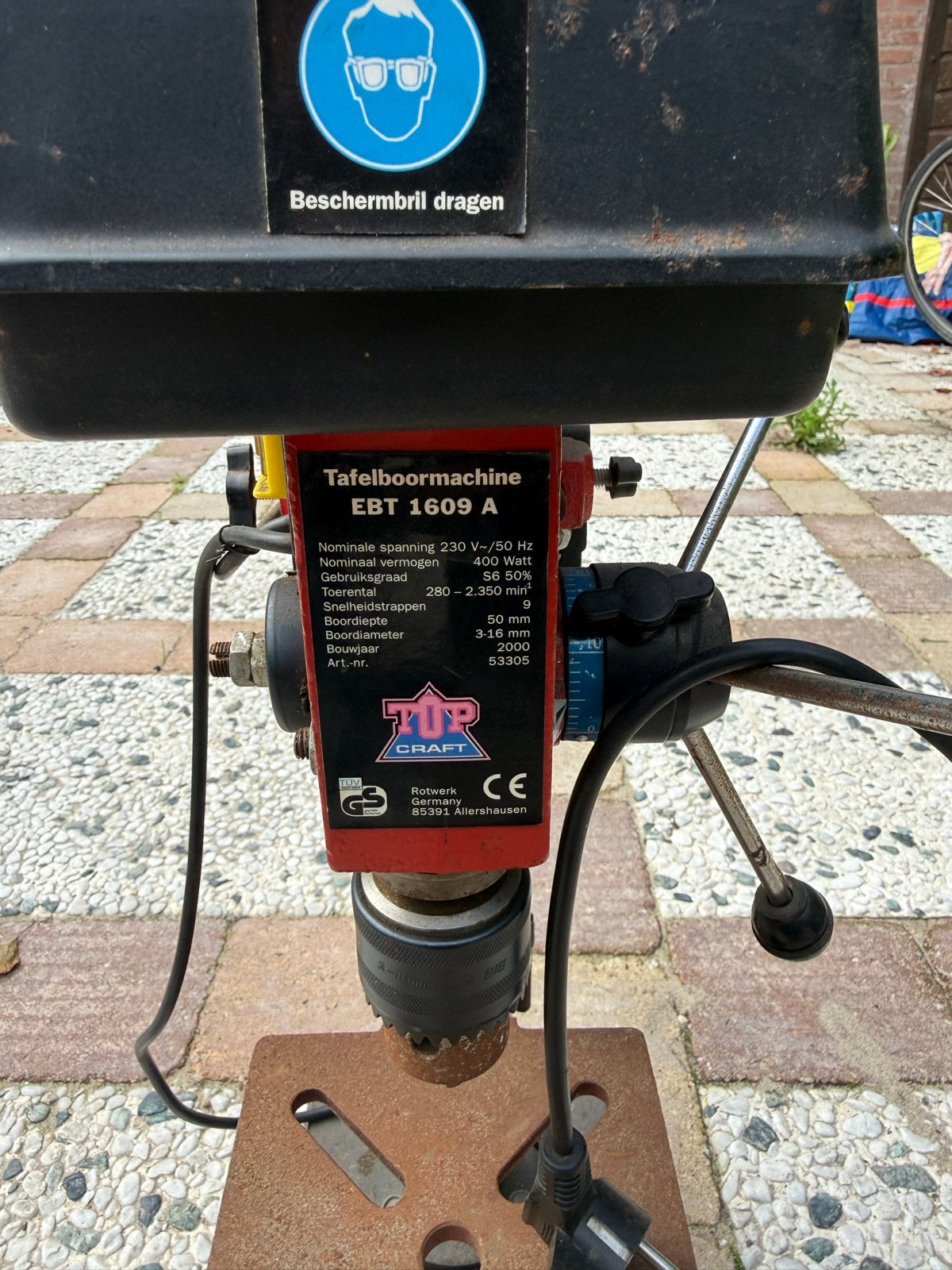 Tafelboormachine Top Craft EBT 1609 A - 400 Watt, Doe-het-zelf en Verbouw, Ophalen, Gebruikt, 400 tot 600 watt, Kolomboormachine