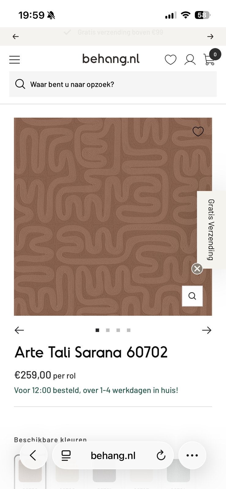 Nieuwe rol ARTE TALI SARANA BEHANG, Ophalen, Overige patronen, Arte, Art deco