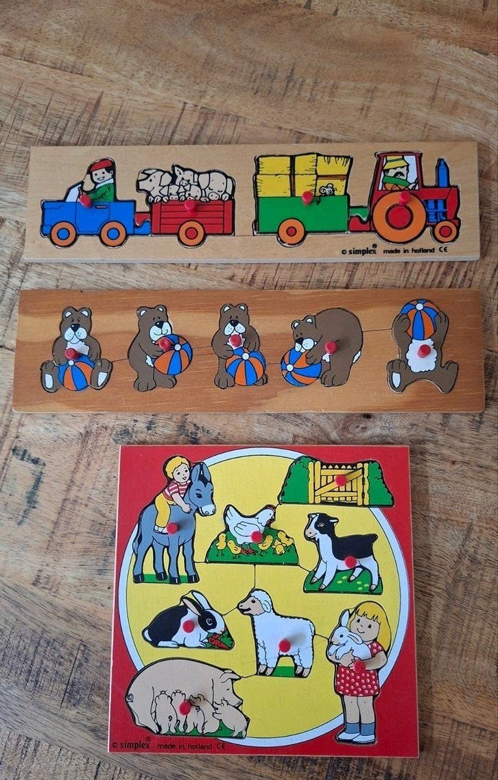 3 houten puzzels, Gebruikt, Ophalen of Verzenden, Van hout, Minder dan 10 stukjes