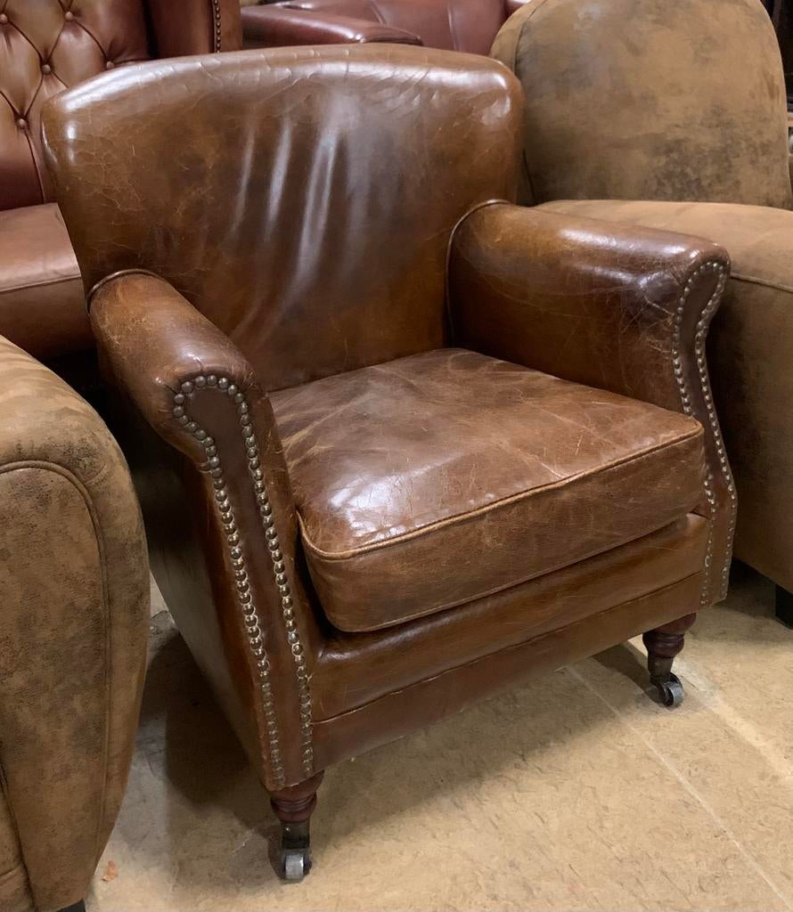 Prachtige Chesterfield Fauteuil Bruin., Gebruikt, Chesterfield, 75 tot 100 cm, Ophalen of Verzenden