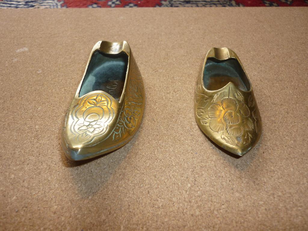 Vintage messing sloffen als asbakken in goede staat, Antiek en Kunst, Antiek | Koper en Brons, Ophalen of Verzenden