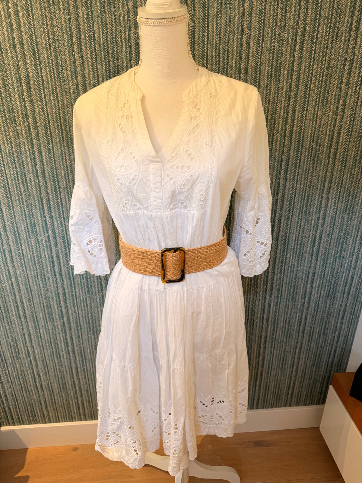 Summum Woman Witte Jurk met Broderie - Maat 36, Wit, Ophalen of Verzenden, Zo goed als nieuw, Maat 36 (S)