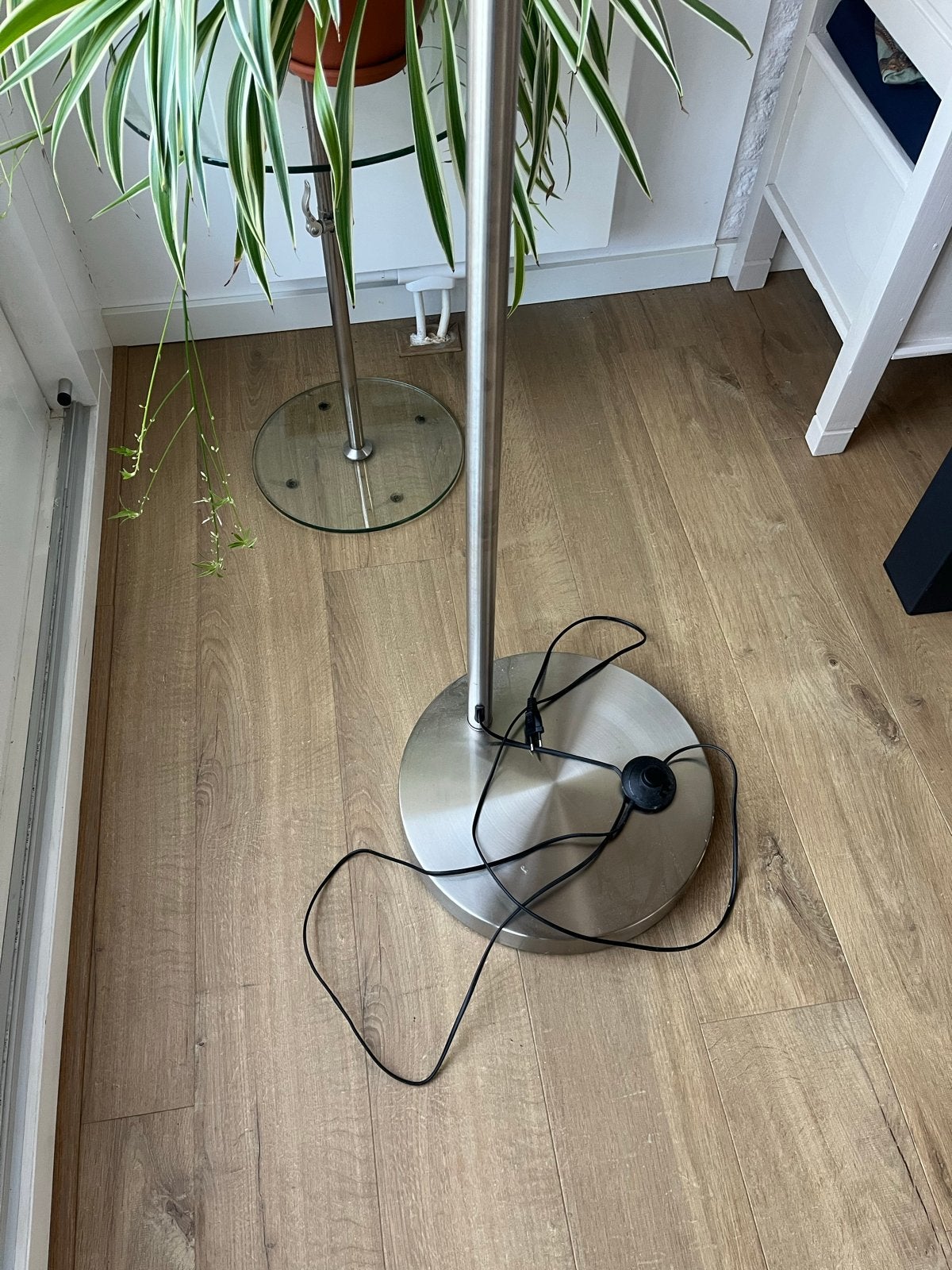 Moderne Booglamp Vloerlamp RVS met Witte Bol - Rietveld 3087, Ophalen, 200 cm of meer, E27 (groot), Zo goed als nieuw