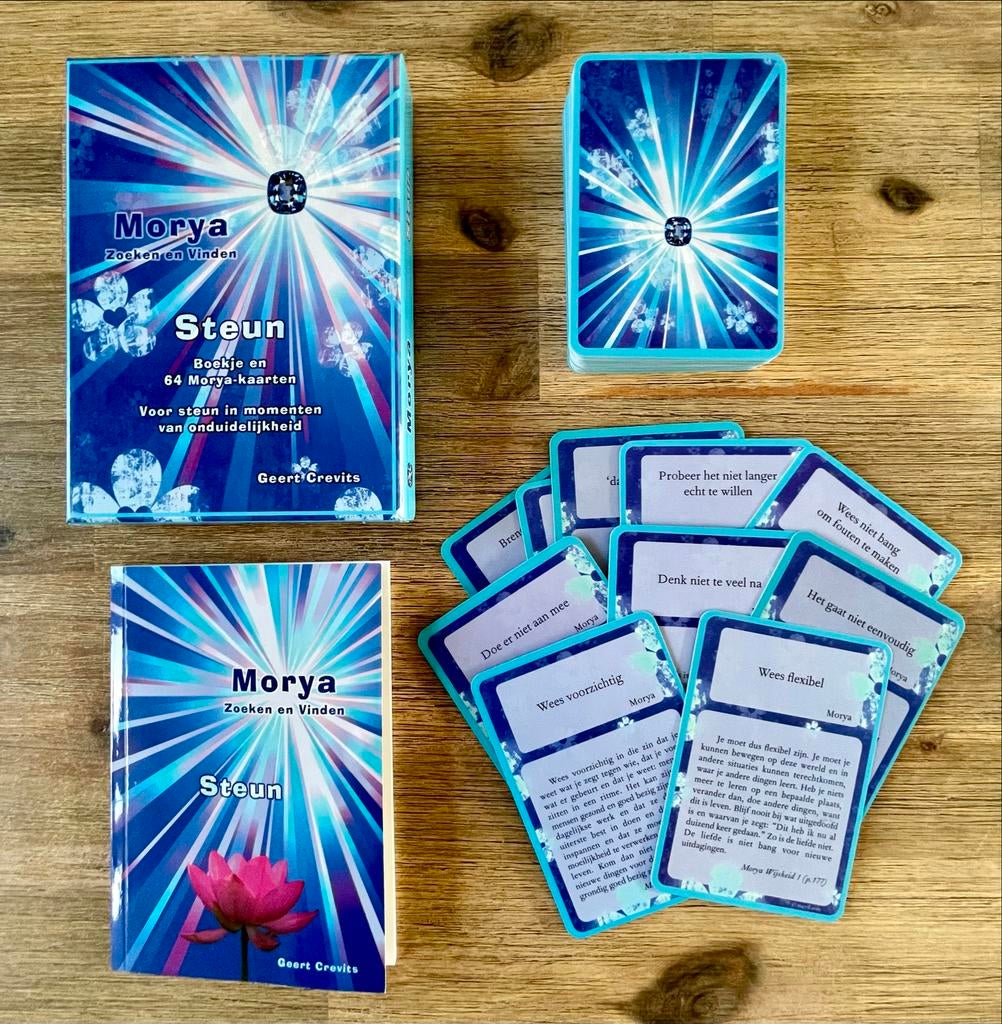 Morya Zoeken en Vinden: Steun - Boekje en 64 kaarten, Ophalen of Verzenden, Nieuw, Spiritualiteit algemeen, Overige typen