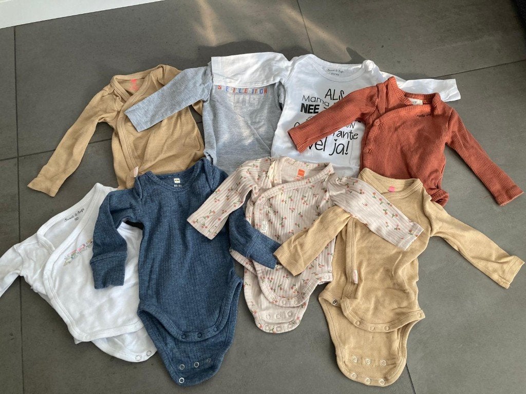 Set 8 babyrompers lange mouw maat 50/56 – HEMA e.a., Ophalen of Verzenden, Zo goed als nieuw, Jongetje, Overige typen