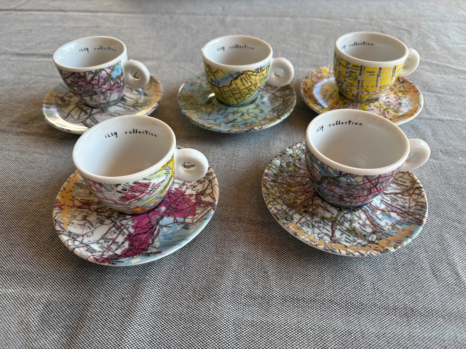 Illy Art Collection 1998 - 5 espressokopjes, Ophalen, Zo goed als nieuw, Kop(pen) en/of Schotel(s), Porselein