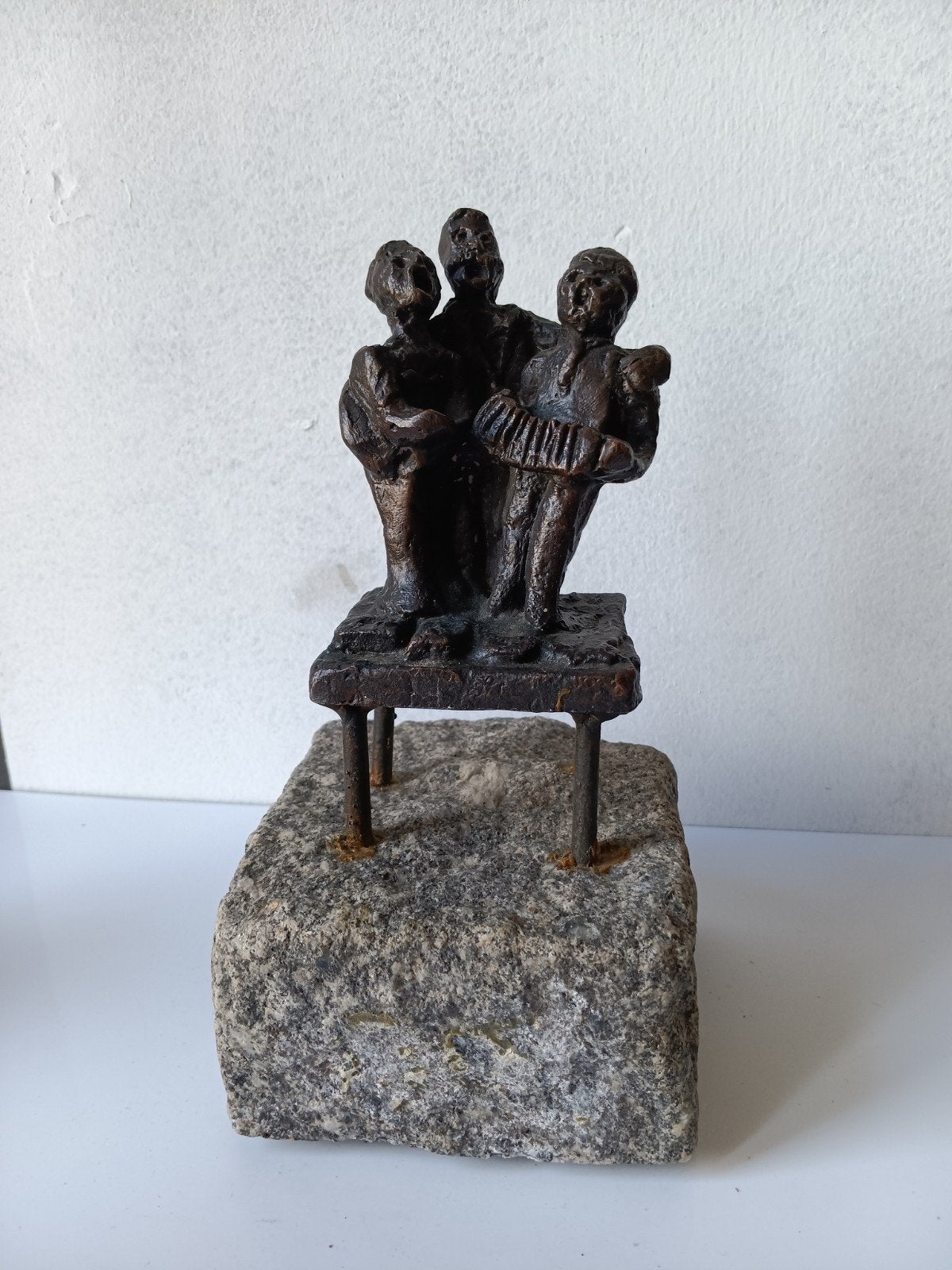 Gesigneerd Bronzen Beeld: Ludieke Straatmuzikanten, Ophalen of Verzenden