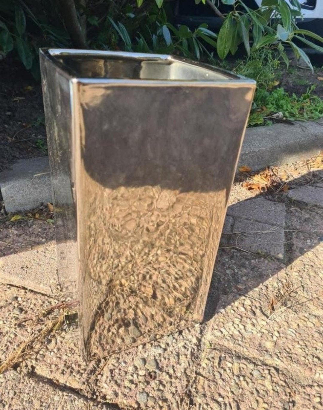 3x zilverkleurige vaas / plantenbak, Binnen, Zo goed als nieuw, Aardewerk, Rechthoekig