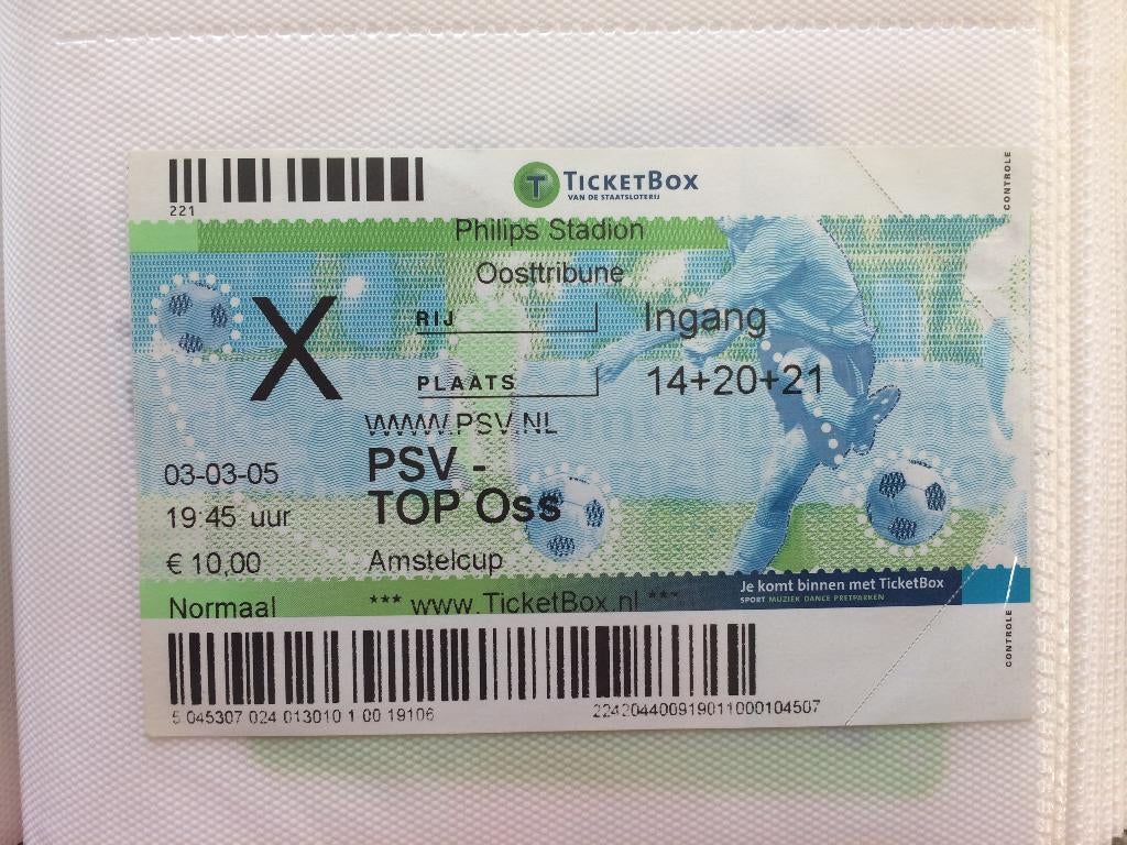 Ticket knvb beker psv - top oss 2004-2005, Verzamelen, Ophalen of Verzenden, Zo goed als nieuw, PSV, Overige typen