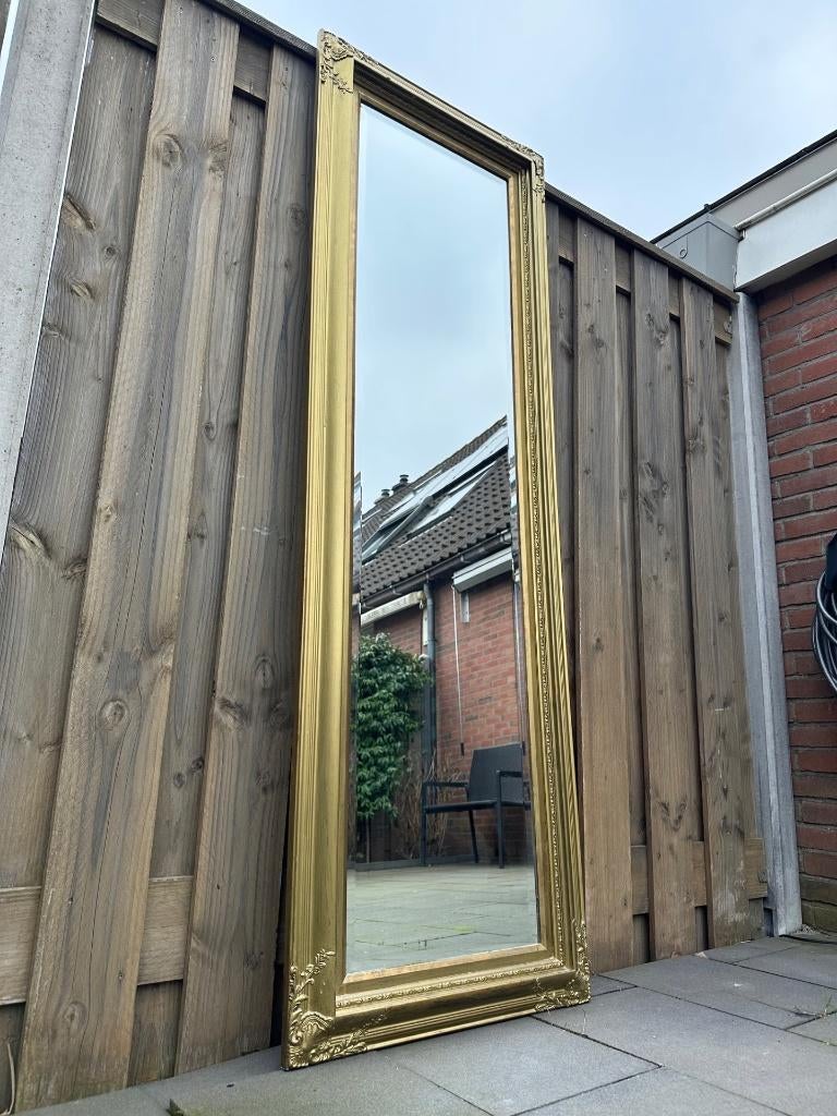 Mooie gouden barok spiegel (facet geslepen), Huis en Inrichting, Woonaccessoires | Spiegels, Ophalen, Zo goed als nieuw, 150 tot 200 cm