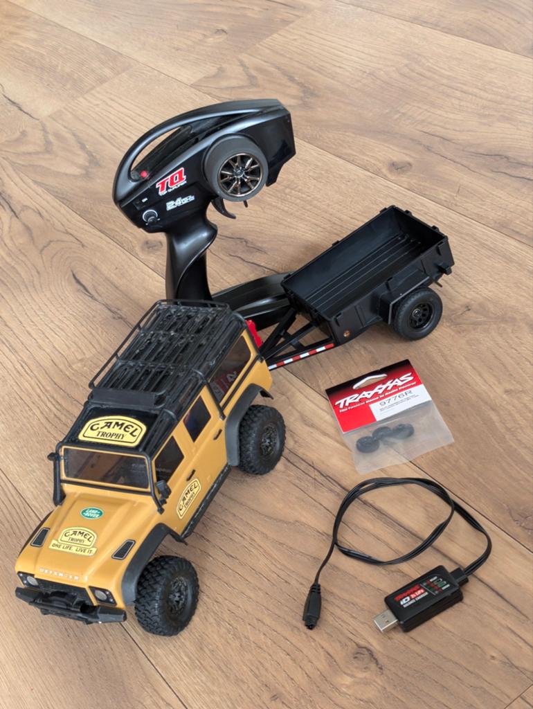 Traxxas TRX-4m Defender met aanhanger., Elektro, Gebruikt, Auto offroad, Ophalen of Verzenden