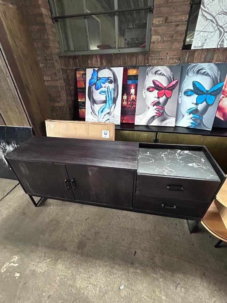 Dressoir marmer metaal 175cm outlet korting, 150 tot 200 cm, Nieuw, Minder dan 100 cm, Industrieel