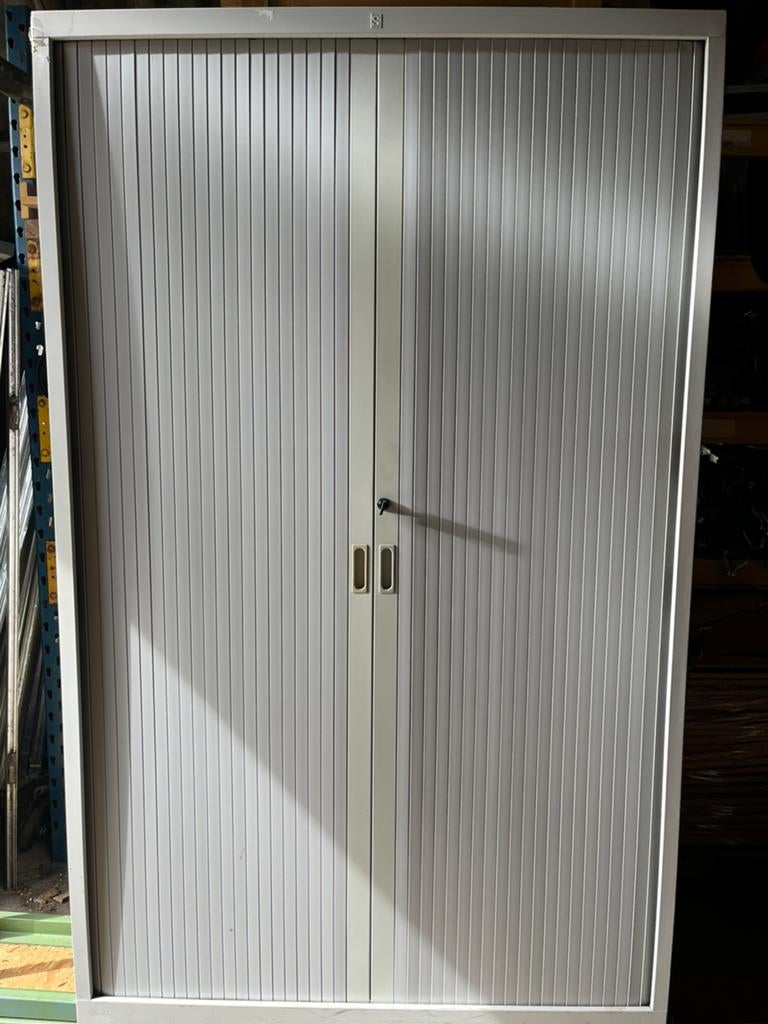 Roldeurkast garage 2m. 120x45cm + 1xlade 3x schap metaal wit, Ophalen, Gebruikt, 100 tot 150 cm, Met slot