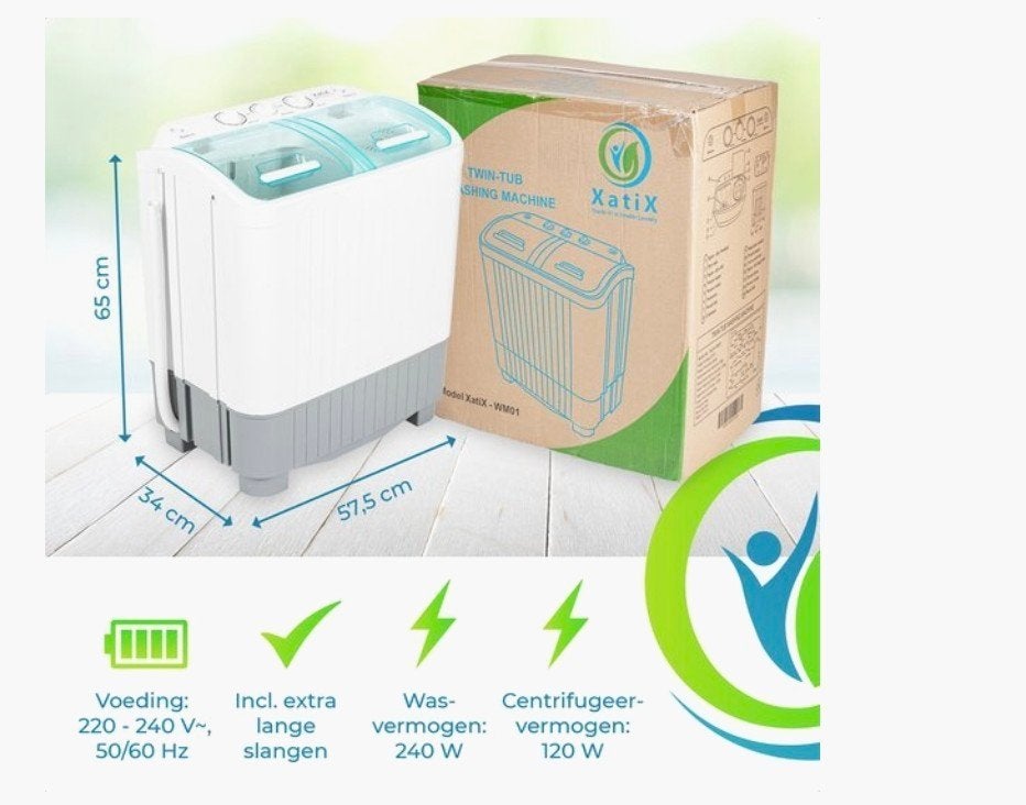 Compacte Mini Wasmachine met Centrifuge - voor Kleine, Witgoed en Apparatuur, Wasmachines, Ophalen, Minder dan 1200 toeren, Minder dan 85 cm