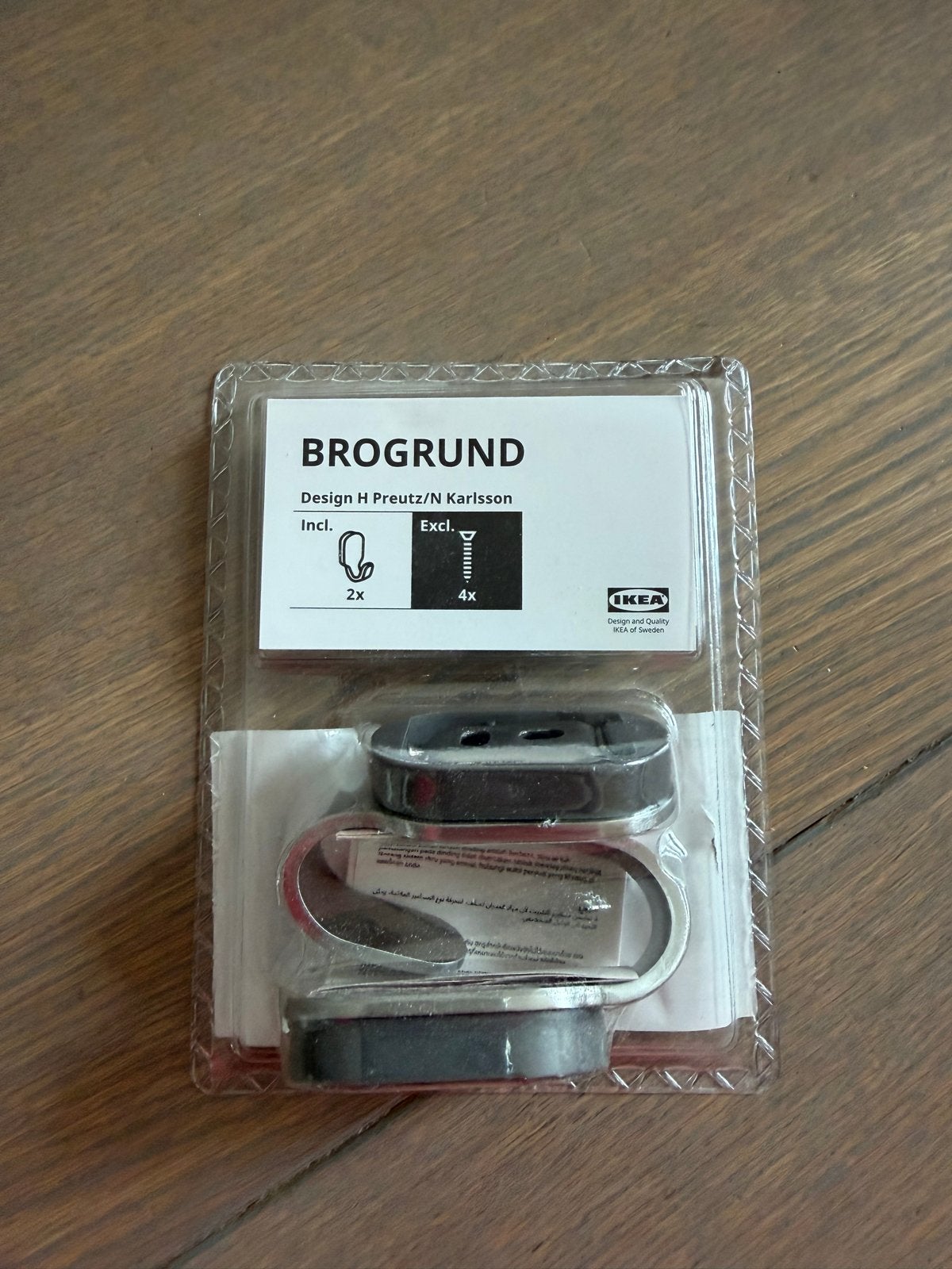IKEA BROGRUND Wandhaken - Set van 2, Wandhaken, Nieuw, Ophalen of Verzenden, Minder dan 100 cm