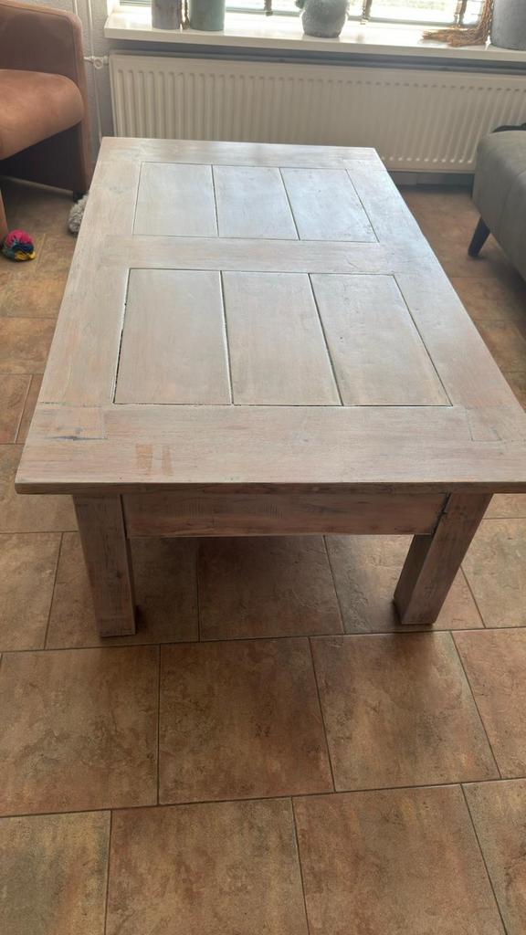 Massief houten salontafel Veenendaal, Huis en Inrichting, Tafels | Salontafels, Ophalen, Gebruikt, 100 tot 150 cm, 50 tot 75 cm