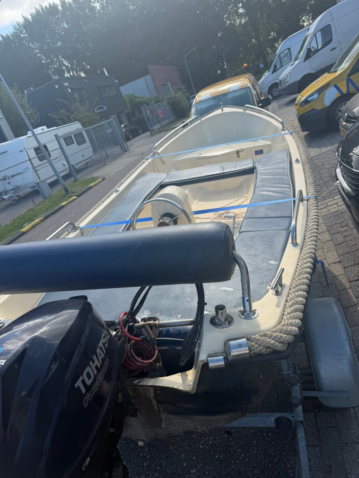 Console boot inclusief trailer en tohatsu 9,8pk, Watersport en Boten, Ophalen, Zo goed als nieuw