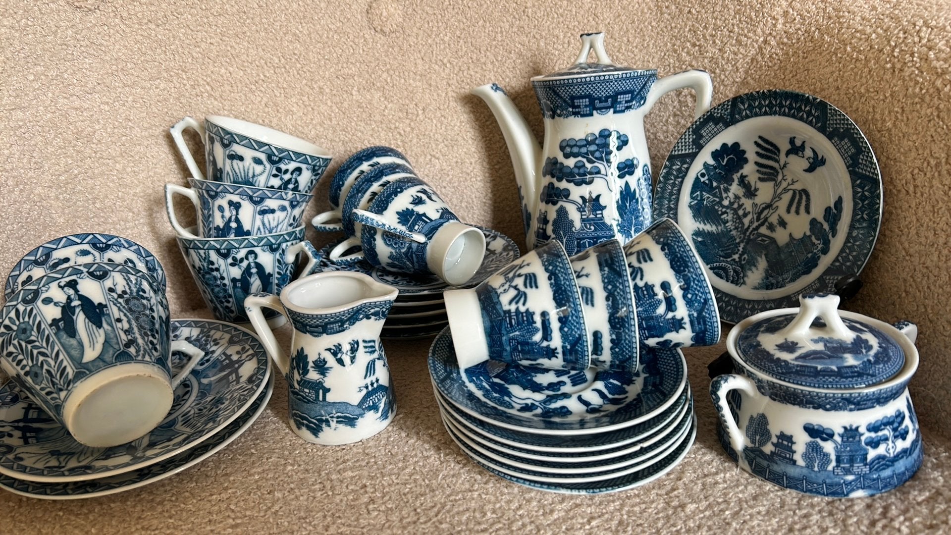 Blauw wit antiek servies, Antiek en Kunst, Ophalen of Verzenden