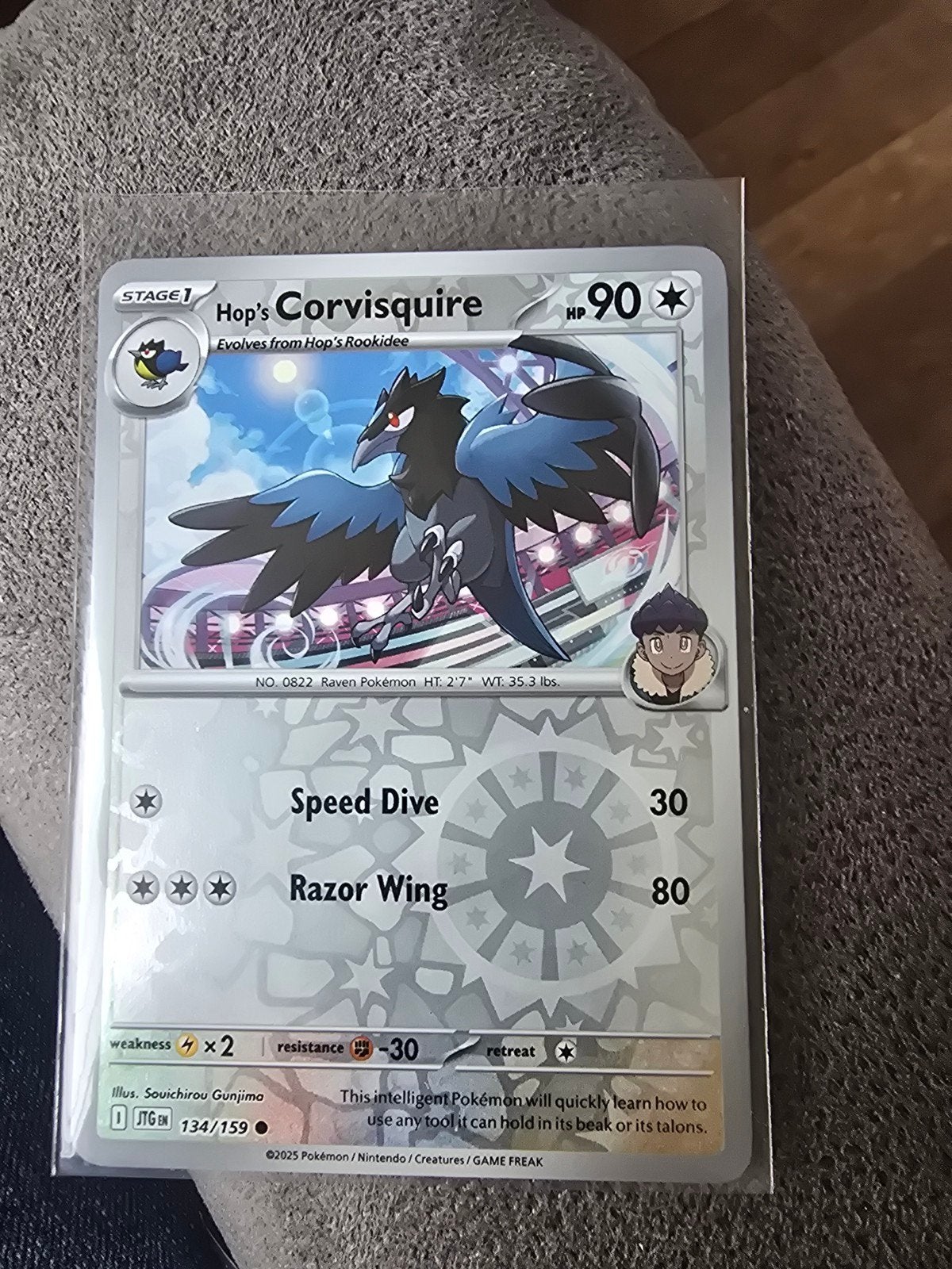 Hop's Corvisquire Pokémon Kaart - 134/159, Ophalen of Verzenden, Nieuw, Losse kaart