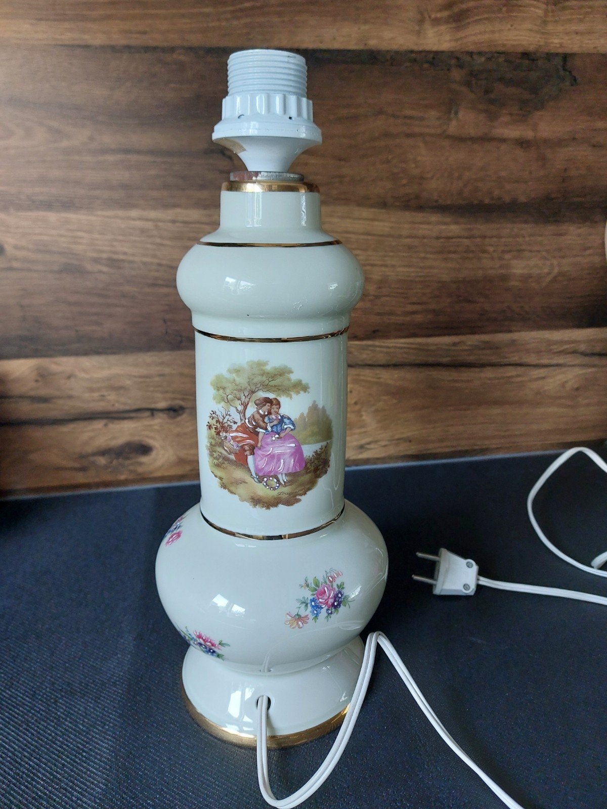 Vintage Limoges Tafellamp - Handgeschilderd Romantisch, Ophalen of Verzenden