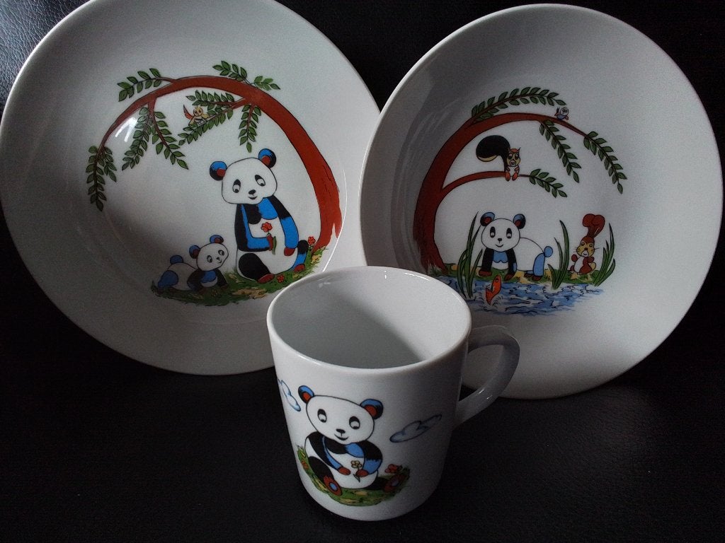 Panda kinderservies/ ontbijt set van Kahla Duitsland, Ophalen of Verzenden