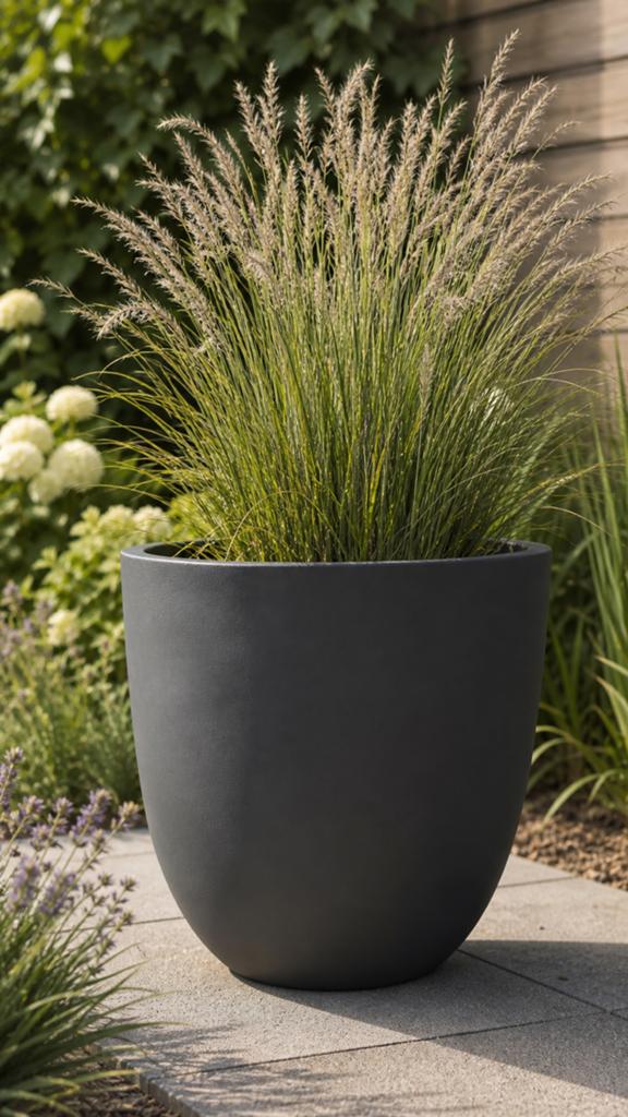 Antraciet bloempot - strak model, Ophalen, Steen, Minder dan 60 cm, Rond