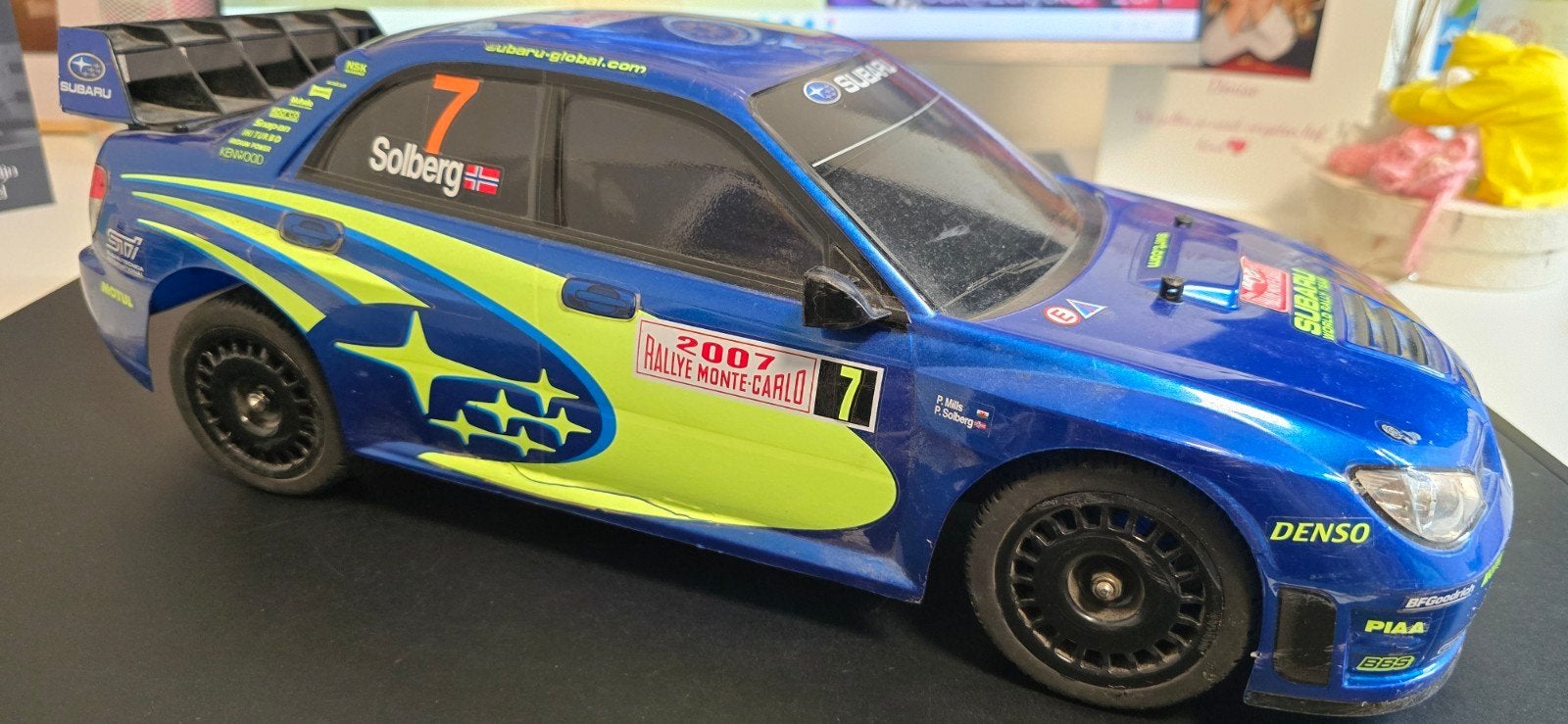 Tamiya DF-03RA SUBARU STI WRC  met verlichting., Elektro, Gebruikt, Ophalen of Verzenden, Schaal 1:10