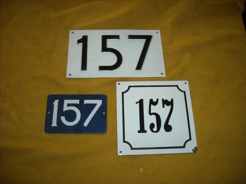oud emaille huisnummer 157 ook 158 159 160 161 162 163 164 2, Antiek en Kunst, Antiek | Emaille, Ophalen of Verzenden