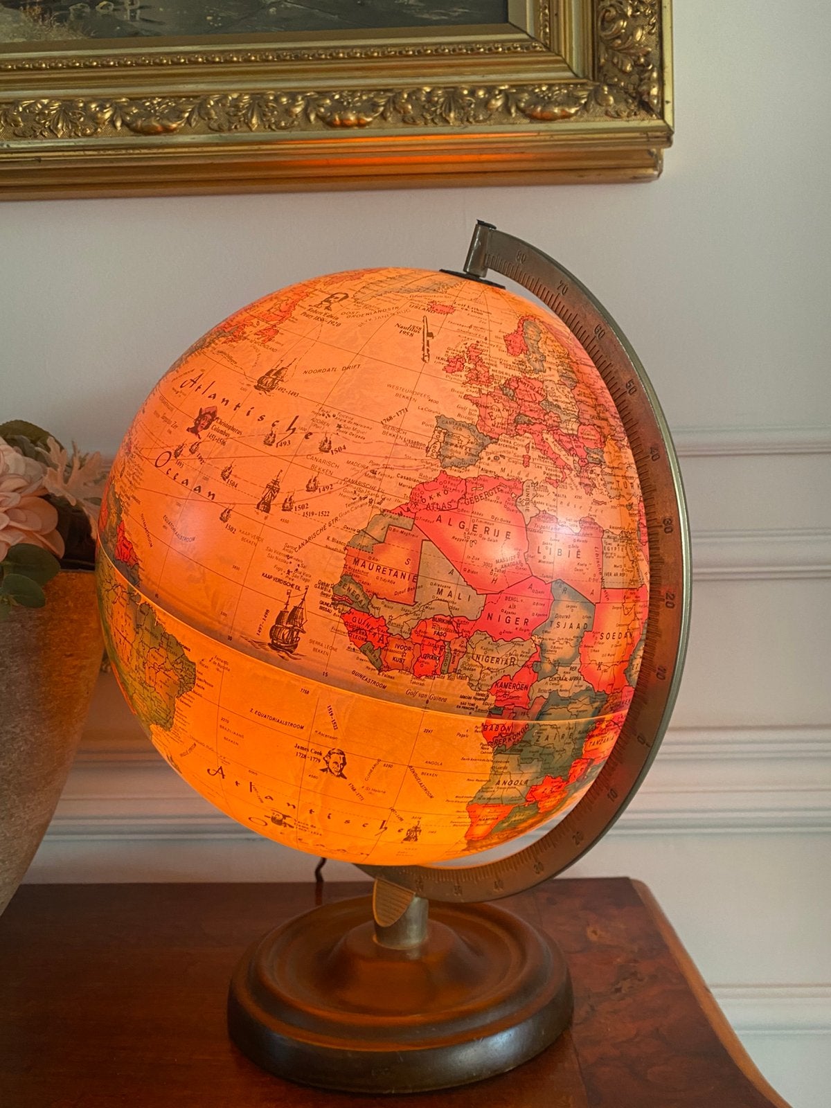 Prachtige Vintage Verlichte Globe, Huis en Inrichting, Ophalen of Verzenden, Zo goed als nieuw