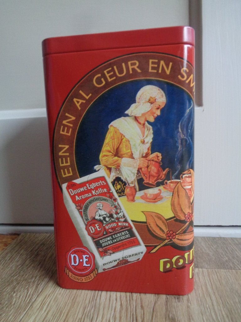 KOFFIE BLIK DOUWE EGBERTS ANNO 1753 EEN EN AL GEUR EN SMAAK!, Verzamelen, Ophalen of Verzenden, Koffie, Douwe Egberts