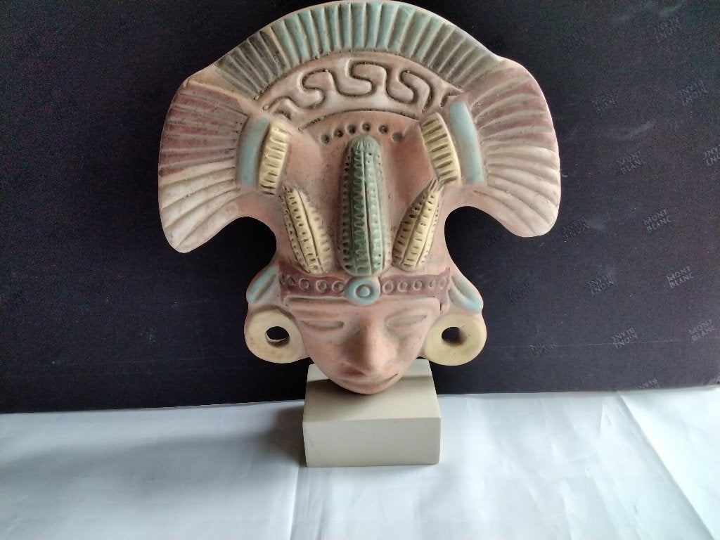 Azteekse Masker Mexico God Mais Zapoteka, Overige herkomsten, Ophalen, Ritueel object, Steen/keramiek