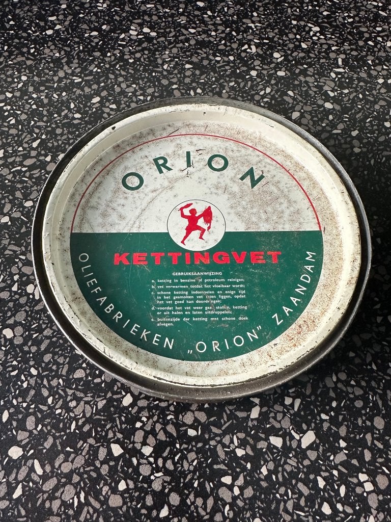 Mooi ORION kettingvet blik. Oliefabrieken Orion Zaandam., Ophalen of Verzenden, Gebruikt, Overige typen