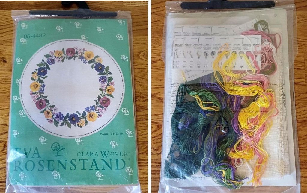 Borduurpakket: "Viooltjes" van Eva Rosenstand |  61 cm, Ophalen, Nieuw, Handborduren, Borduurpakket