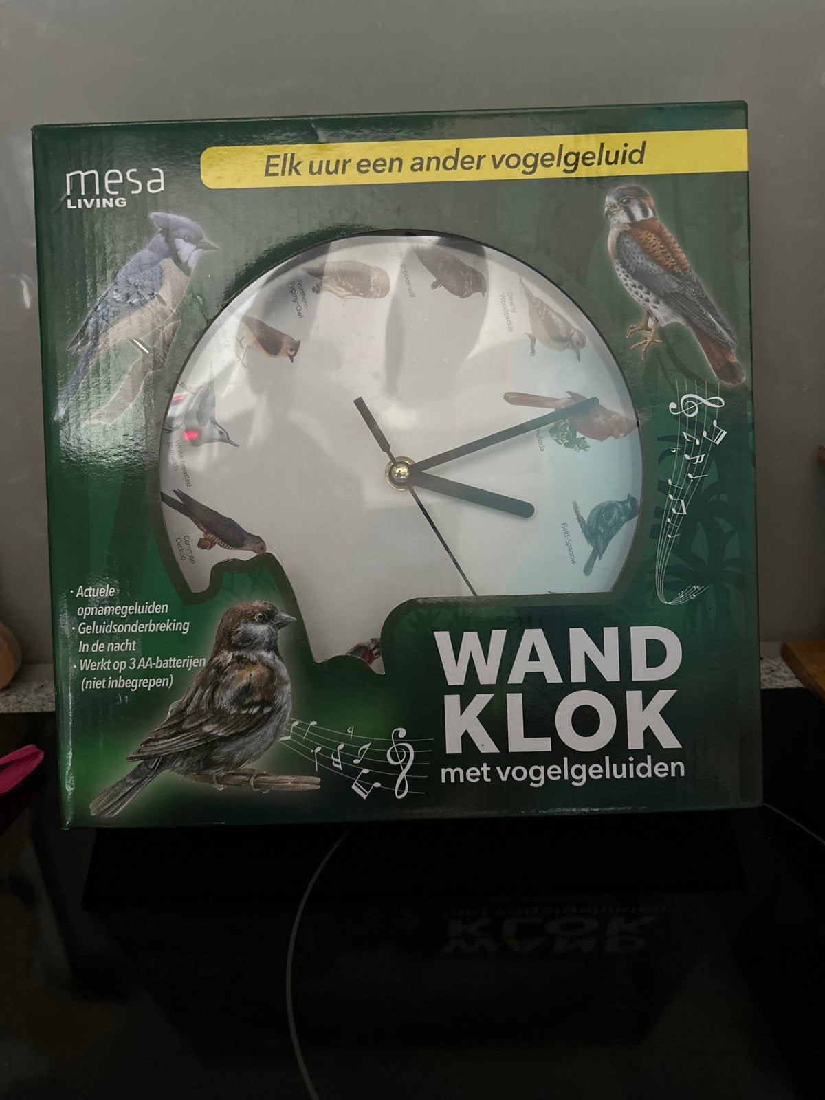 Mesa Living Wandklok met Vogelgeluiden - Nieuw in doos, Huis en Inrichting, Wandklok, Nieuw, Ophalen of Verzenden, Overige merken
