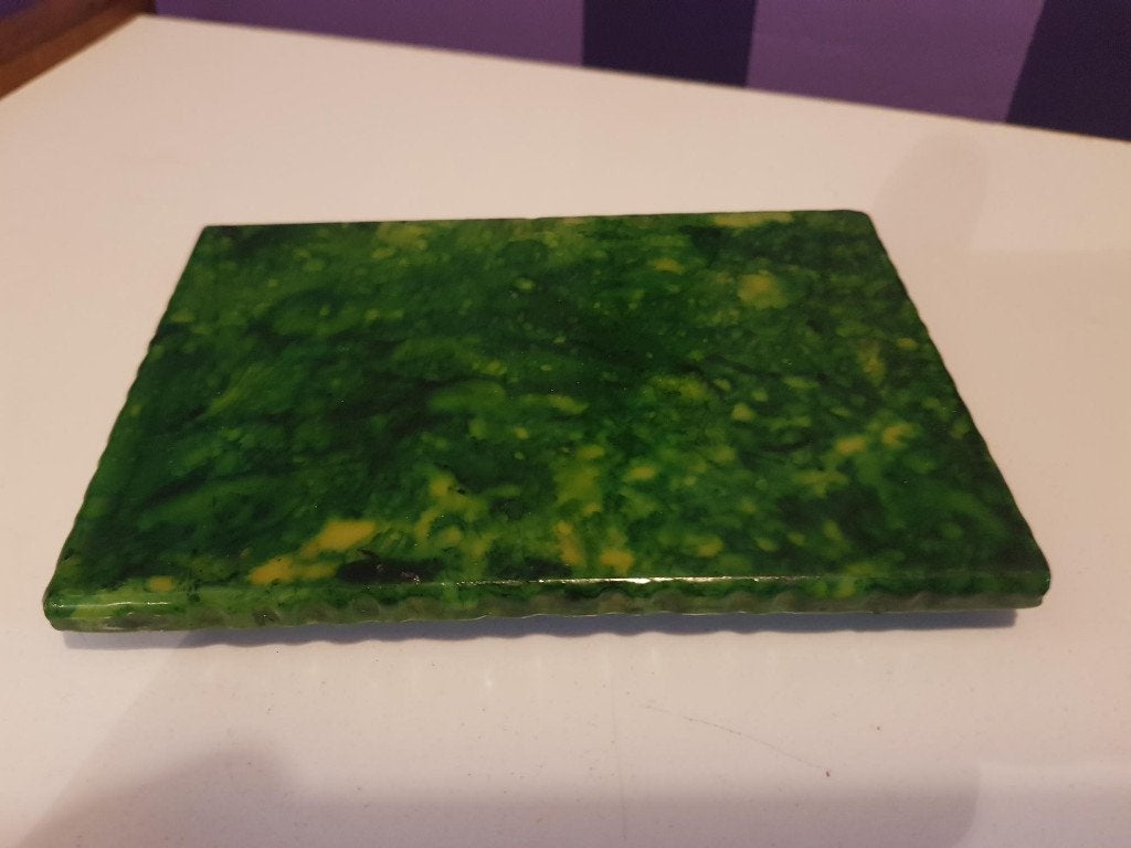 Retro vintage onderzetter tegel groen 13x9 cm, Huis en Inrichting, Woonaccessoires | Onderzetters, Ophalen, Gebruikt, Groen, Steen/keramiek