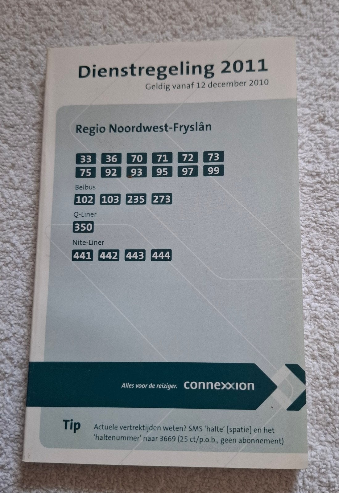 Dienstregeling Connexxion Regio Noordwest-Fryslân 2011, Ophalen of Verzenden, Gelezen, Overige typen
