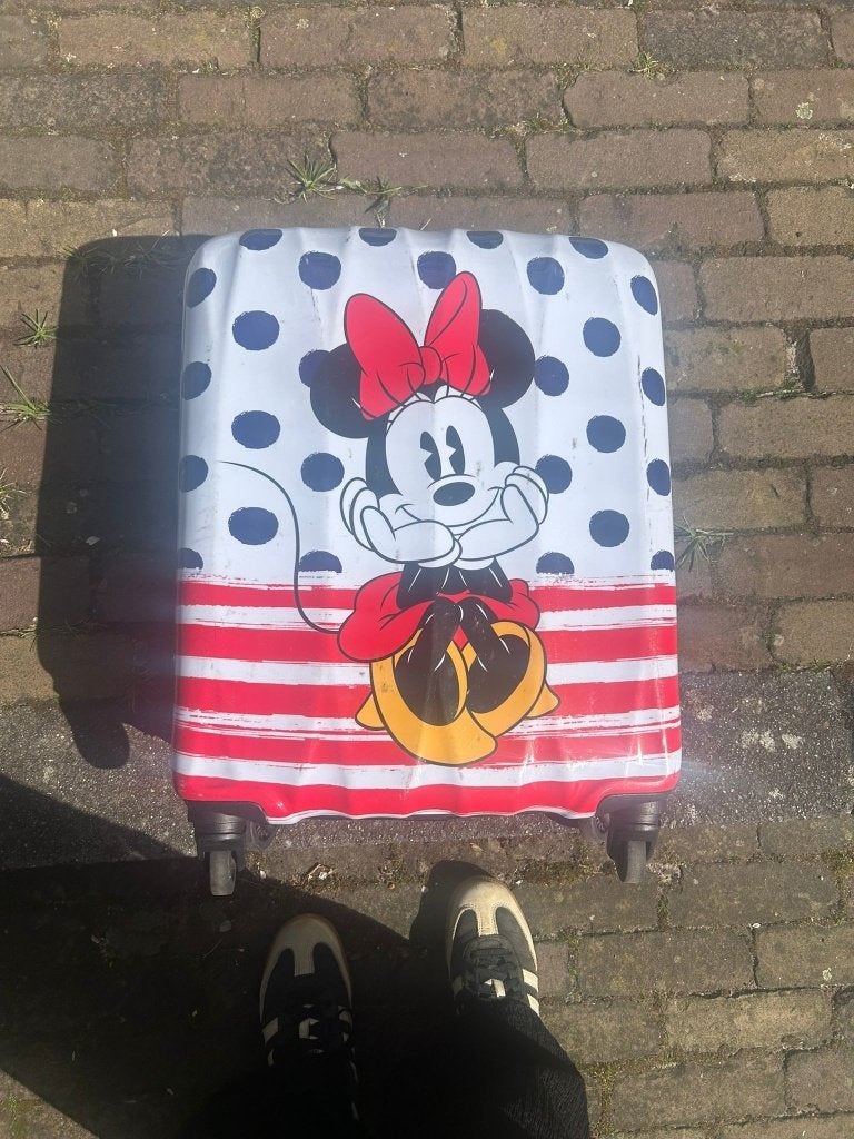 American Tourister Minnie Mouse Koffer - Gebruikt, Sieraden, Tassen en Uiterlijk, Ophalen, Uitschuifbare handgreep, Gebruikt, 50 tot 60 cm