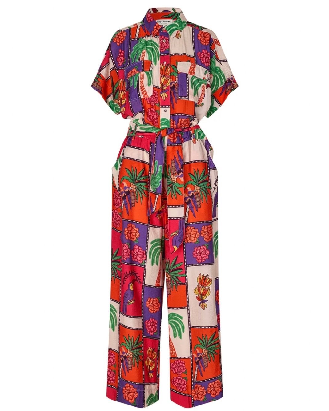 Lollys Laundry Jumpsuit XL - Tropische Print, Kleding | Dames, Jumpsuits, Ophalen of Verzenden, Zo goed als nieuw, Maat 46/48 (XL) of groter