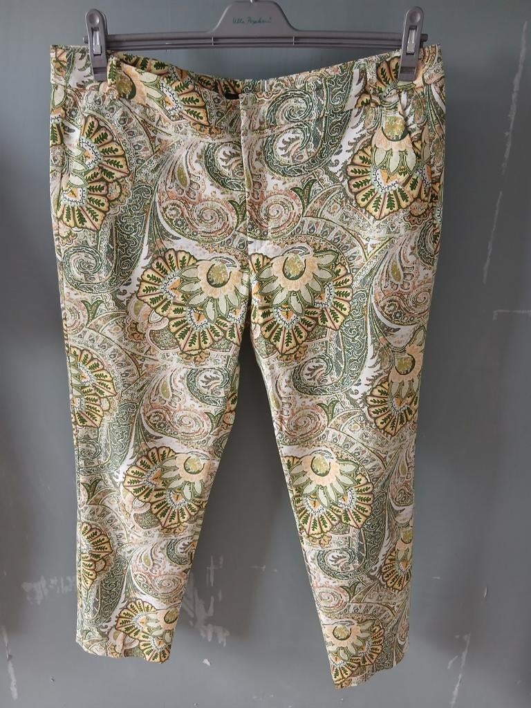 44/46 aparte broek groen en geel paisley motief 2 steekzak, Zara, Maat 42/44 (L), Ophalen of Verzenden, Lang