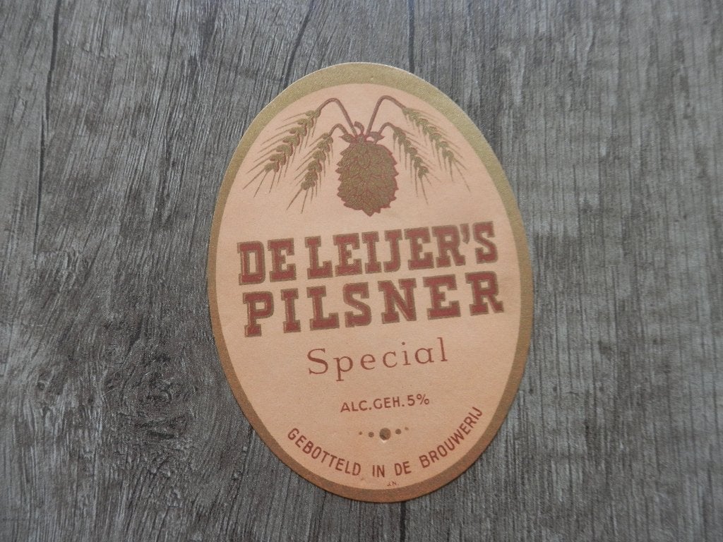 ouder bier etiket de Leijer's Pilsner, Verzamelen, Ophalen of Verzenden, Zo goed als nieuw, Overige typen, Overige merken